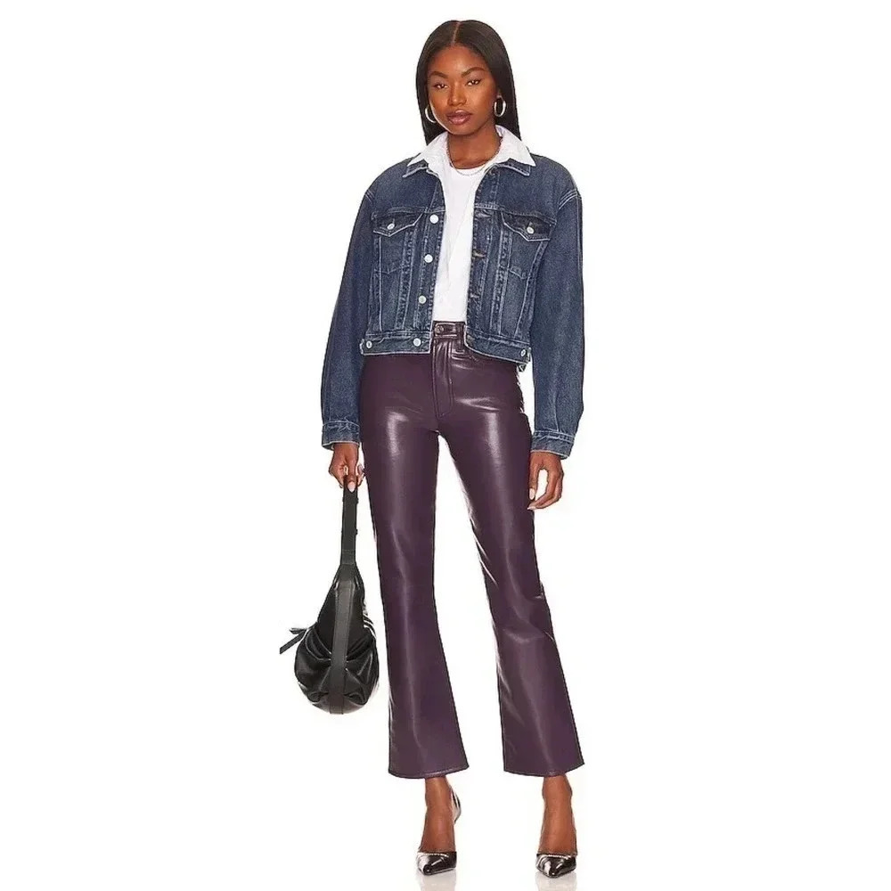 NEW- NWT AGOLDE Recycled Leather Relaxed Boot Pants Night Shade Size 26